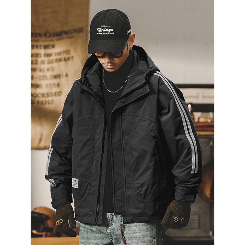 美式防水戶外工裝夾克男秋冬款可機洗絎棉衝鋒衣冬季加絨加厚外套