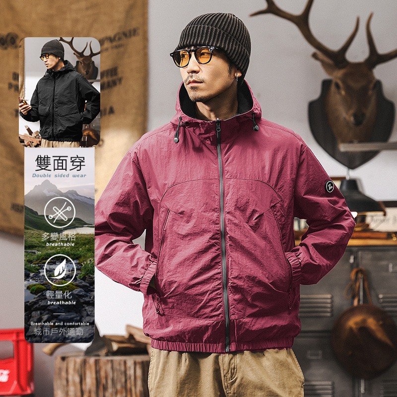 美式復古雙面穿戶外拒水春季外套男2025新款寬鬆機能風三防夾克男