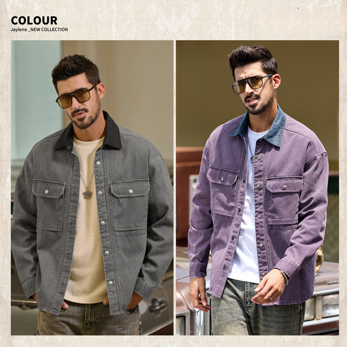 美式復古工裝襯衫男春季2026新款寬鬆硬漢帥氣獵裝夾克外套男春秋