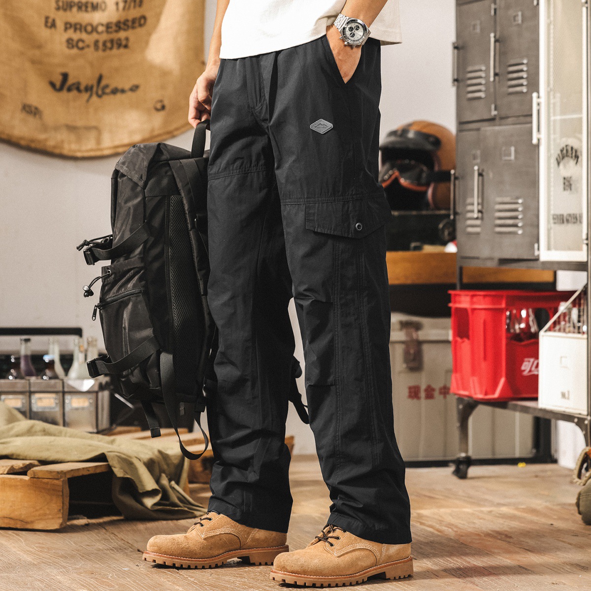 美式山系工裝褲子男夏季新款潮牌戶外機能速幹長褲寬鬆男士休閒褲