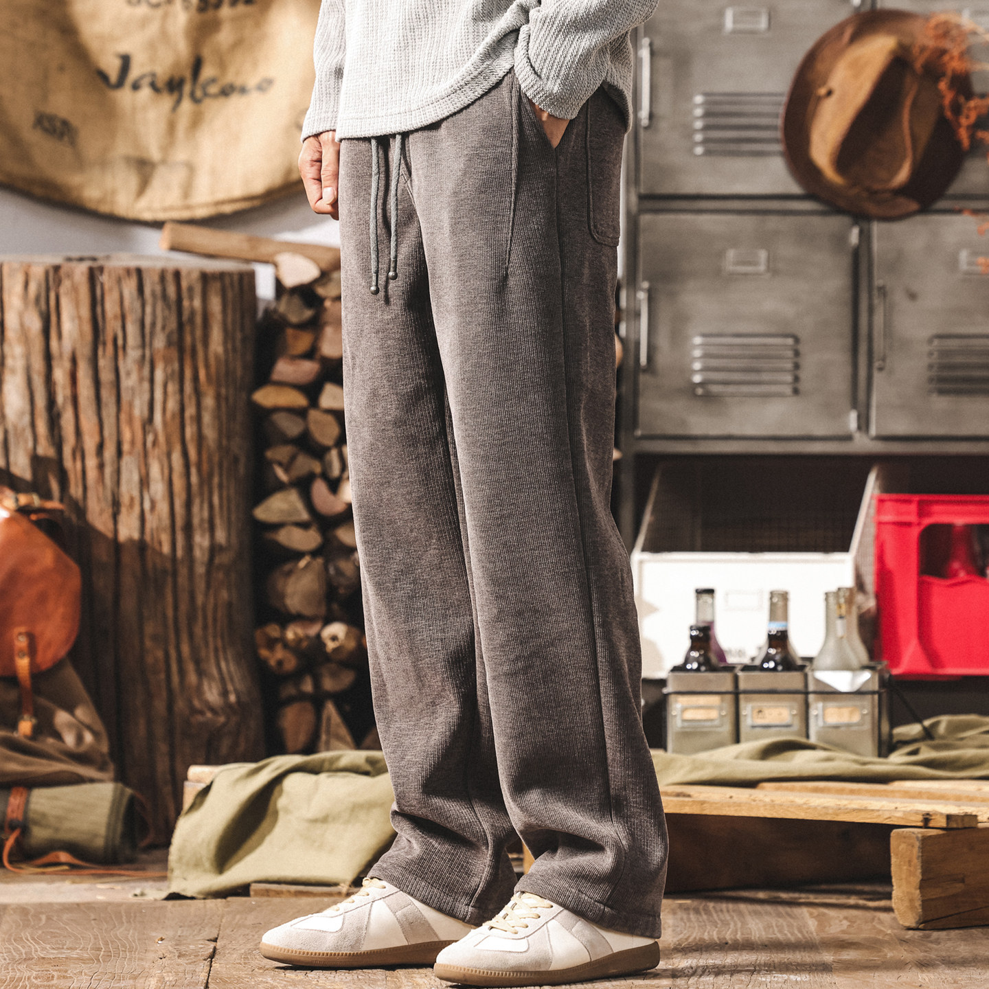 美式復古重磅燈芯絨褲子男士休閒褲2026新款冬季加厚寬鬆直筒長褲