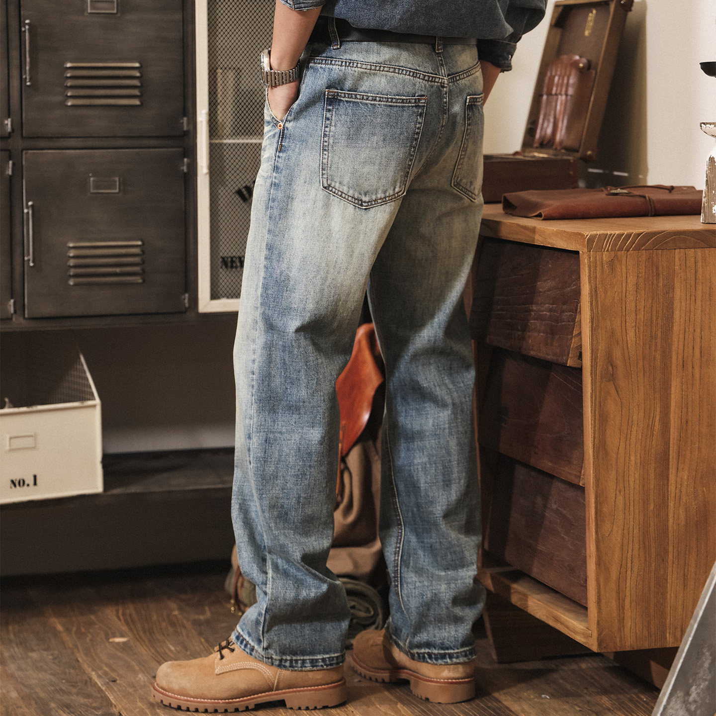 美式復古水洗牛仔褲男款直筒2026新款潮牌褲子男春季寬鬆休閒長褲