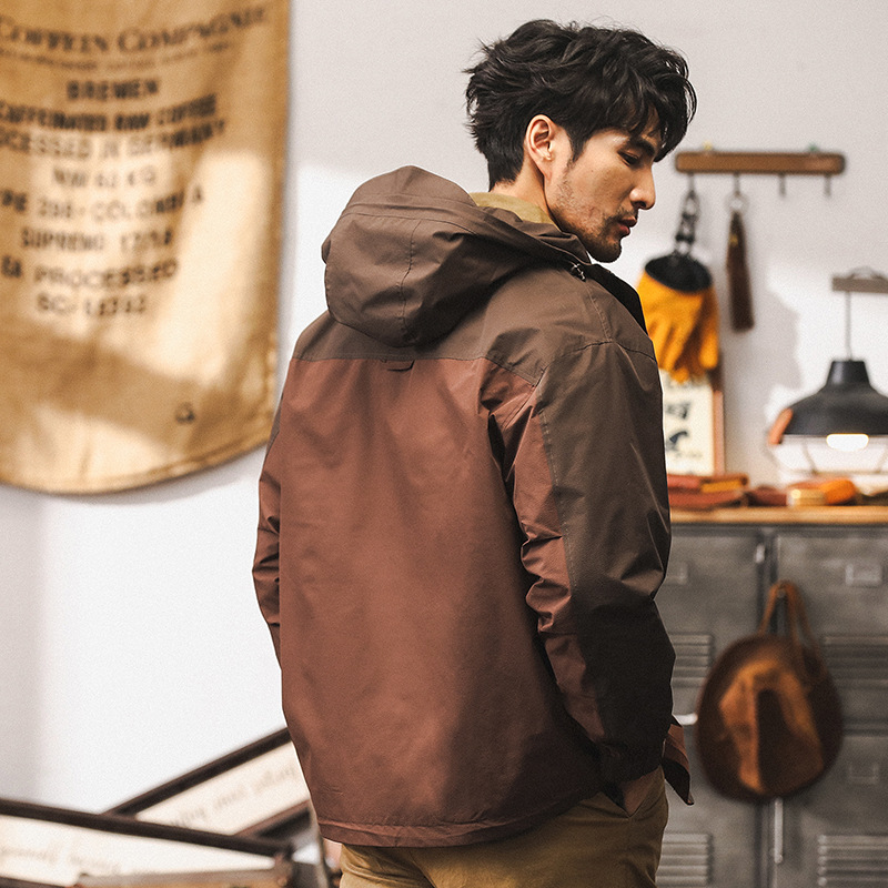 美式復古工裝外套男春秋款潮牌壓膠防風夾克男2024新款獵裝衝鋒衣