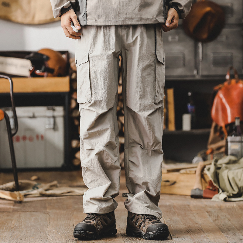 高級感工裝褲子男寬鬆直筒男士休閒褲城市戶外通勤機能戰術衝鋒褲