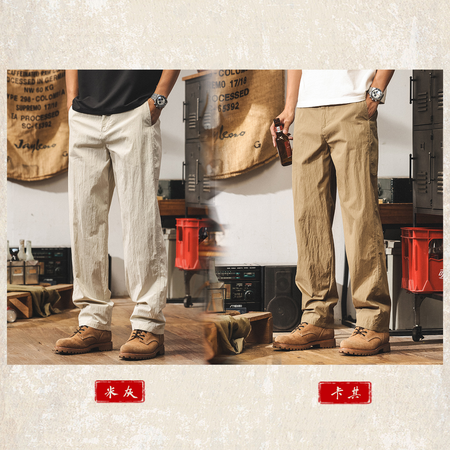 美式復古戶外工裝褲子男士2025新款寬鬆直筒男士休閒褲男秋季長褲