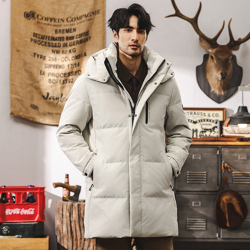 傑雷諾90絨男士外套羽絨服男中長款石墨烯保暖禦寒服通勤冬季大衣