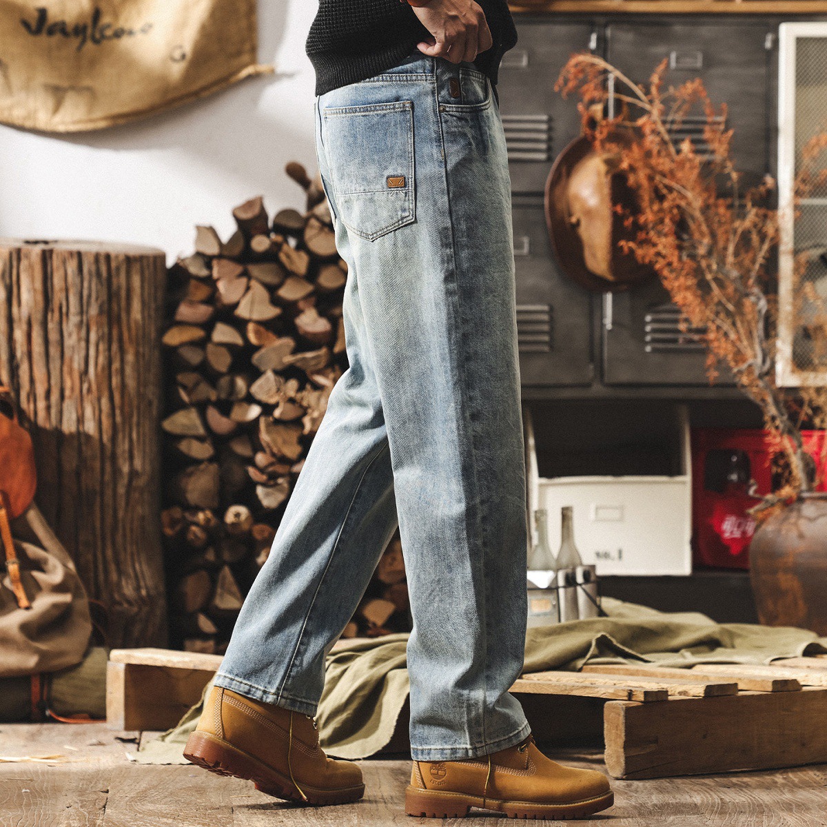 美式復古水洗牛仔褲男款寬鬆直筒長褲春季2026新款潮牌休閒褲子男