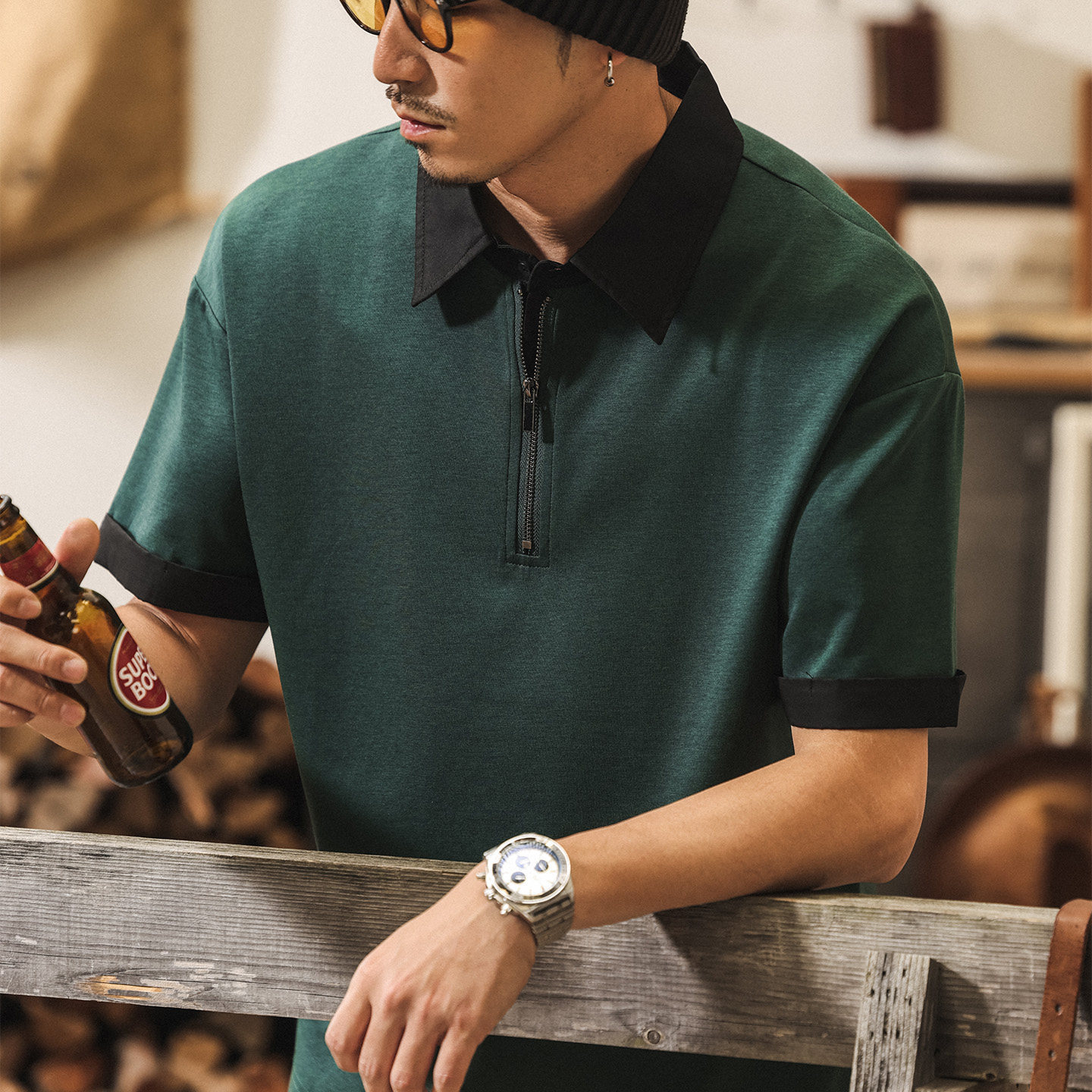 7A抗菌軟糯果凍棉莫代爾短袖Polo衫男夏季潤滑涼感潮牌假兩件T恤