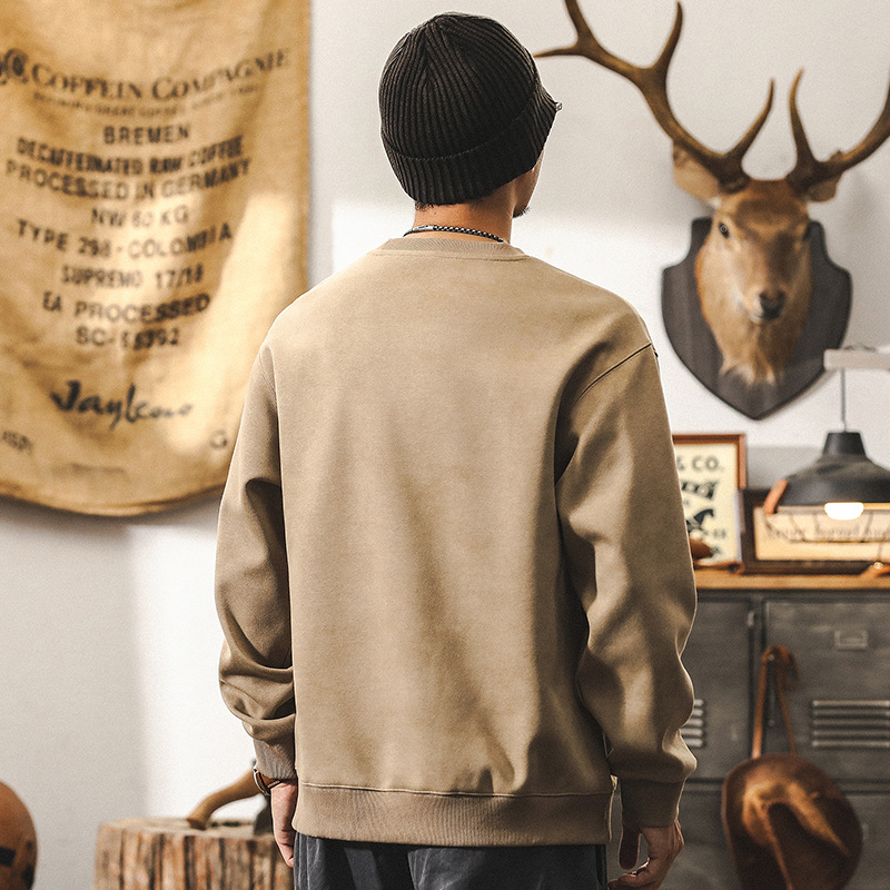 美式復古350g重磅衛衣男秋季新款潮牌雲霧炒洗做舊寬鬆休閒上衣男