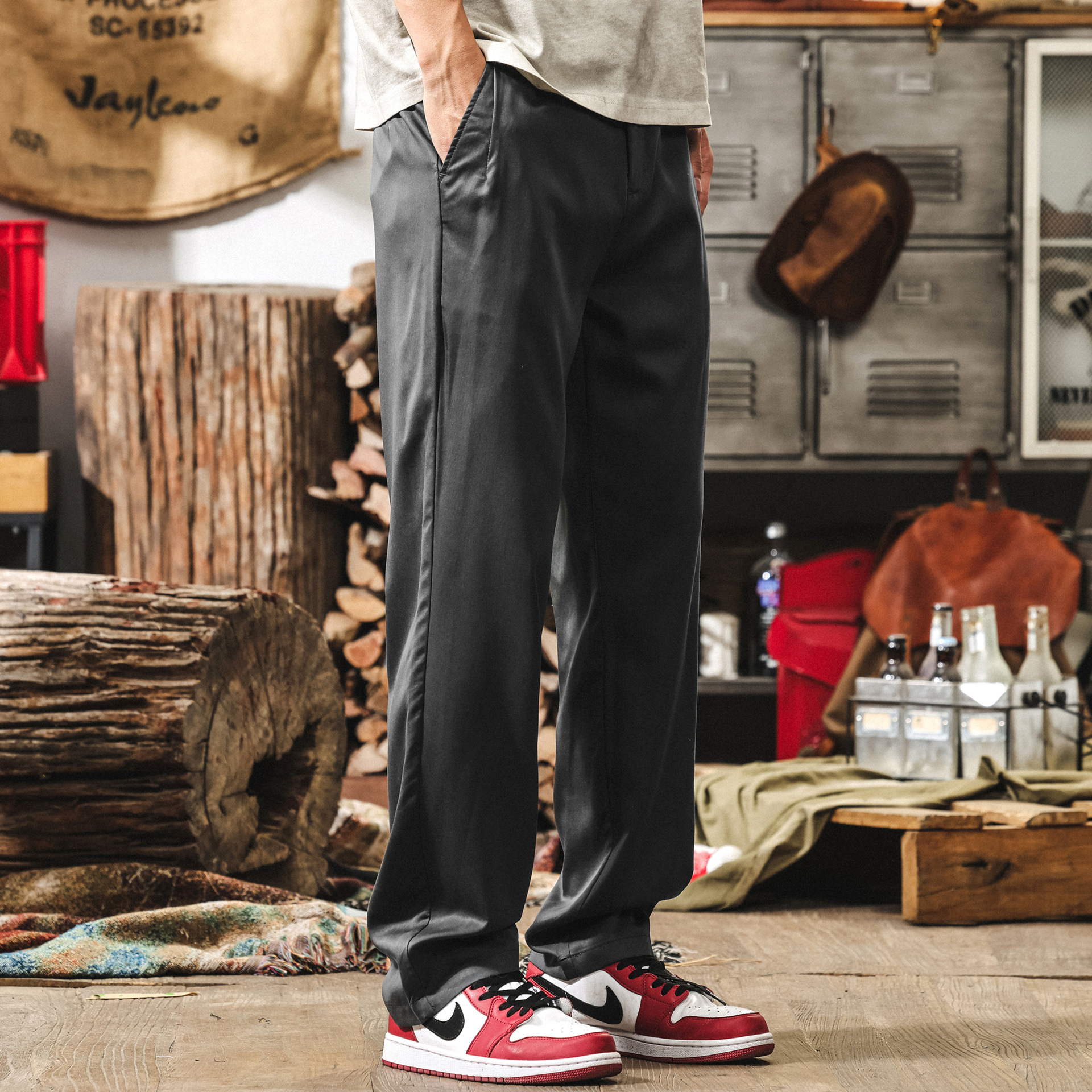 萊賽爾天絲垂感褲子男夏季薄款潮牌輕商務簡約長褲直筒男士休閒褲