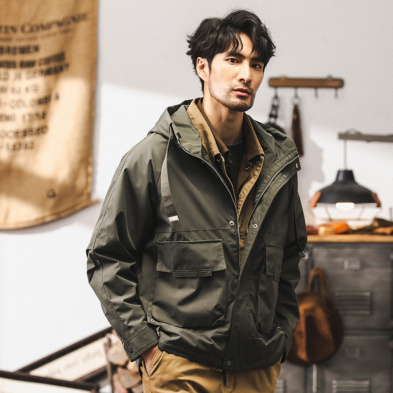 美式復古山系衝鋒衣外套男春秋款戶外潮牌硬漢寬鬆秋季工裝夾克男
