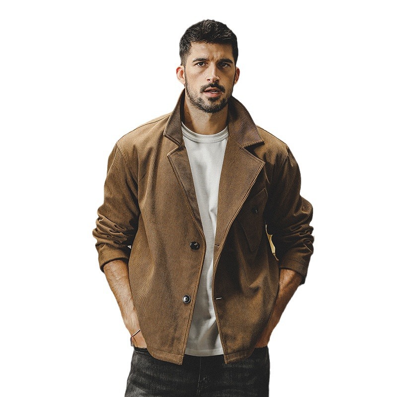 杰雷諾美式重磅復古休閒西裝外套男春秋款潮牌英倫西服夾克男秋季