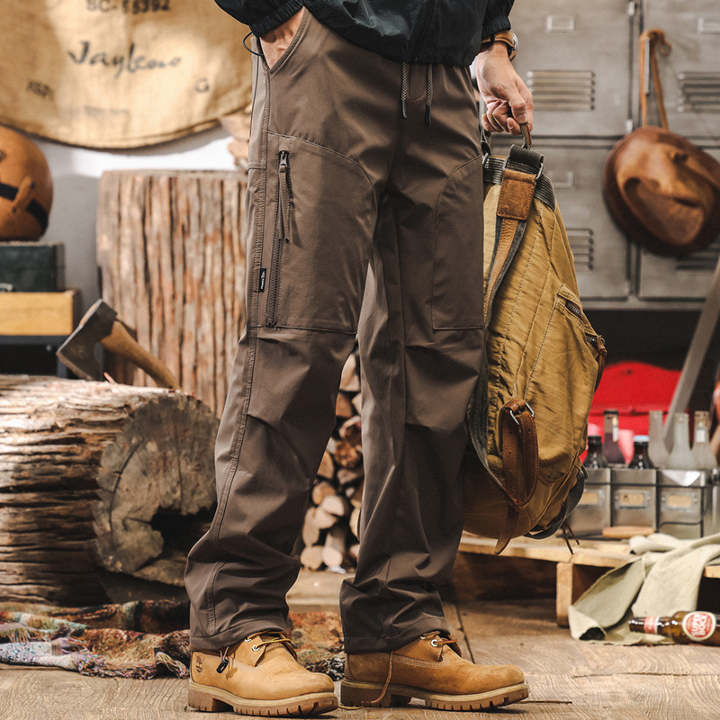 美式復古工裝褲子男直筒2024新款戶外機能傘兵褲男士秋季休閒長褲