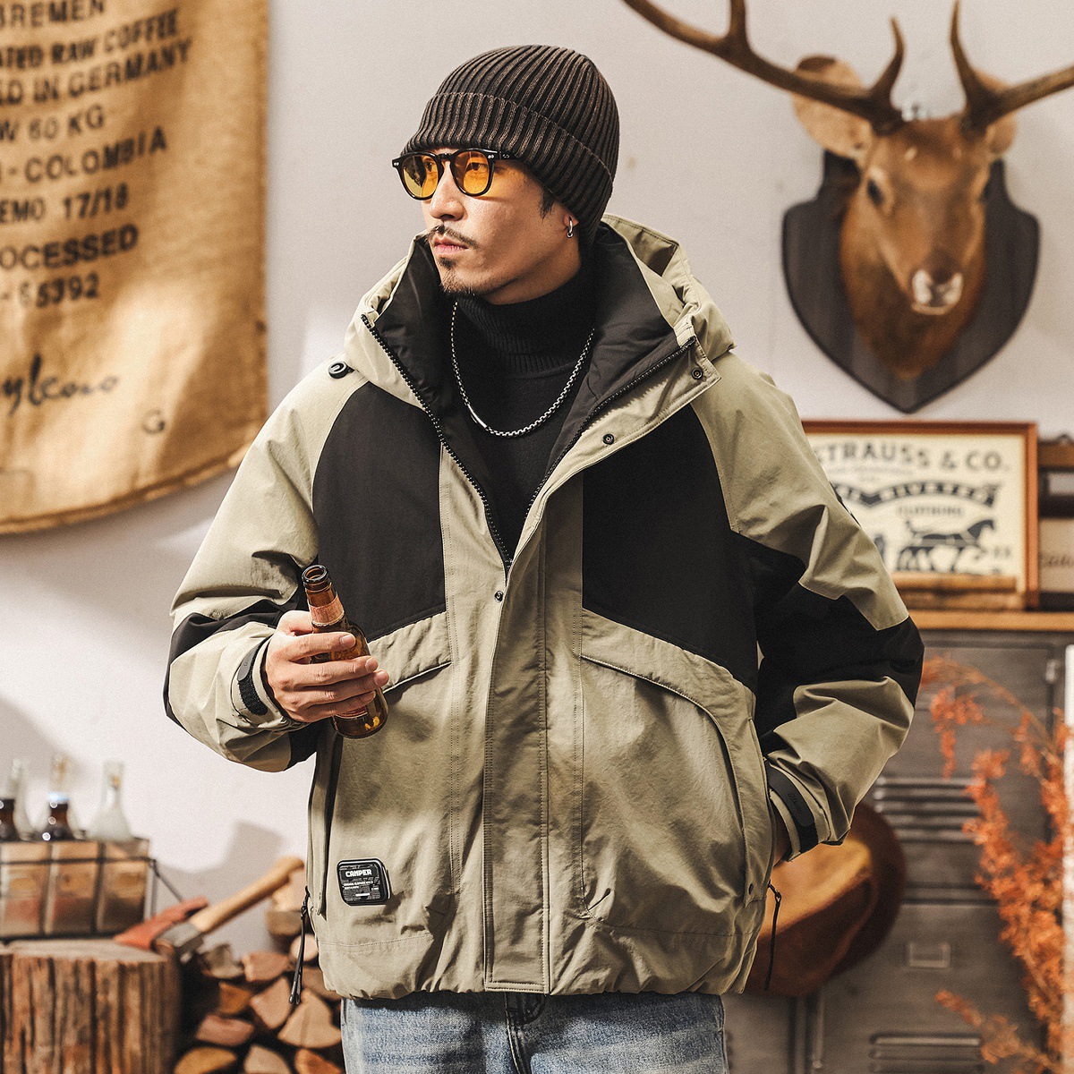 美式復古90%純白鴨絨冬季羽絨服男2025新款戶外機能保暖工裝外套