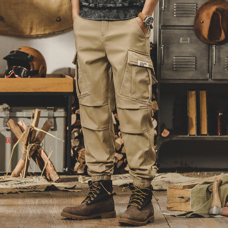 冬季加絨加厚褲子男潮牌束腳褲2023新款男士秋冬褲子寬鬆休閒褲男