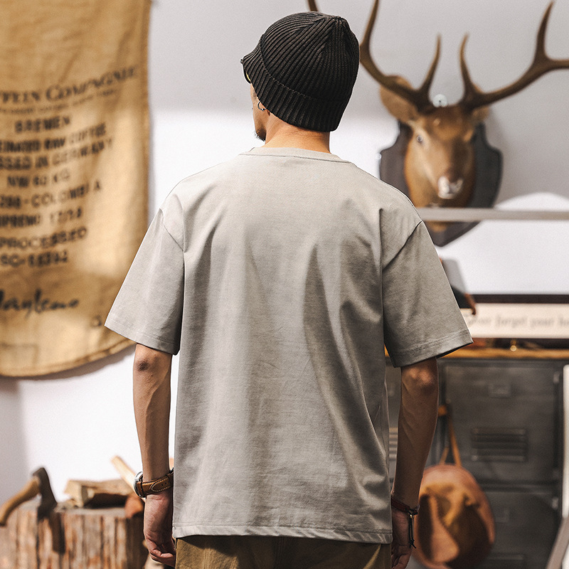 雲染洗褪涼感T恤男夏季2025新款短袖美式復古潮流寬鬆休閒上衣男