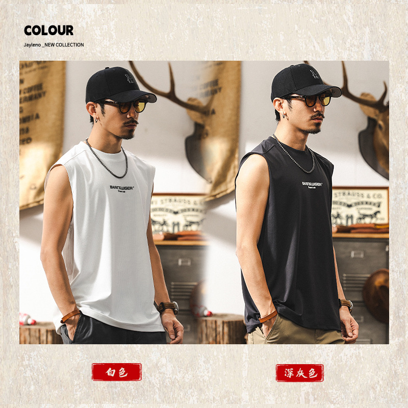 冰絲網眼涼感健身背心男夏季籃球坎肩運動上衣寬鬆潮牌無袖T恤男