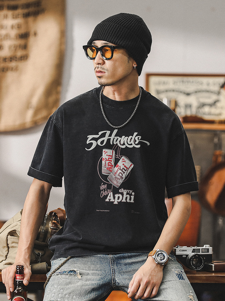 美式300g重磅短袖T恤男夏季2024新款寬鬆上衣男復古水洗潮牌衣服