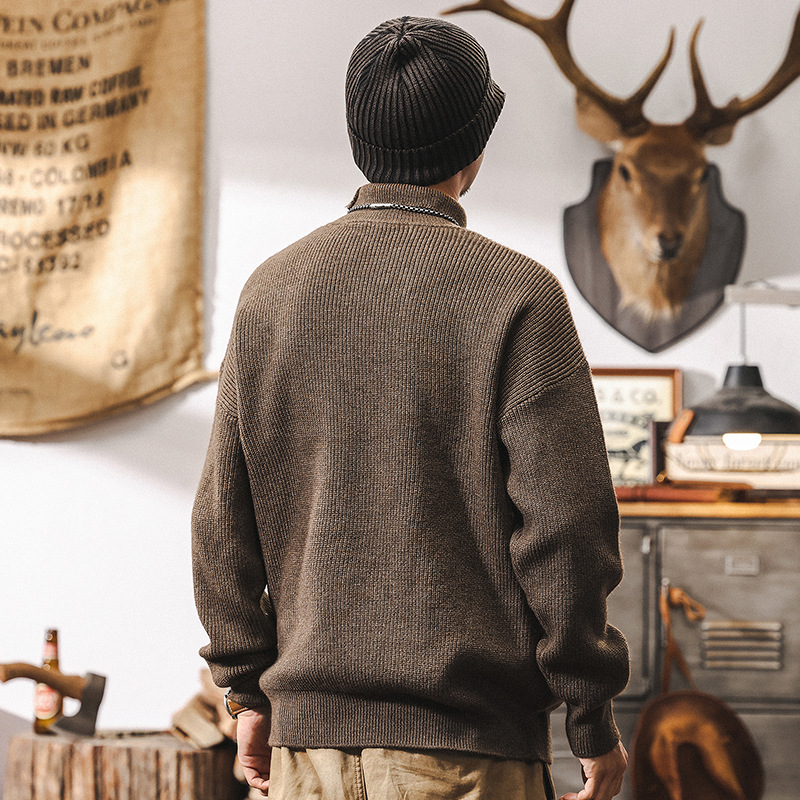 美式復古675g重磅高領毛衣男冬季加厚針織衫男士內搭秋冬款打底衫