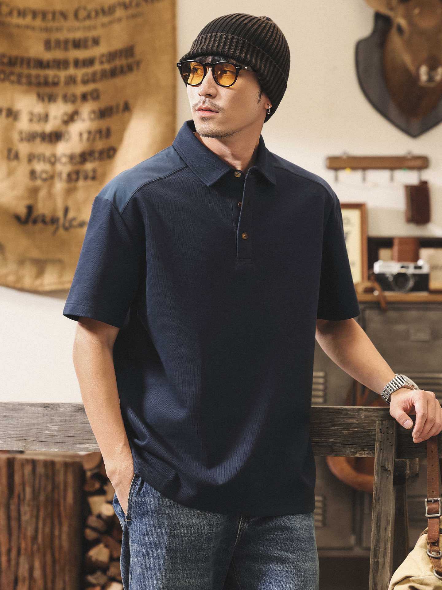 美式復古Polo衫男短袖夏季260g重磅T恤男新款潮牌寬鬆休閒上衣男