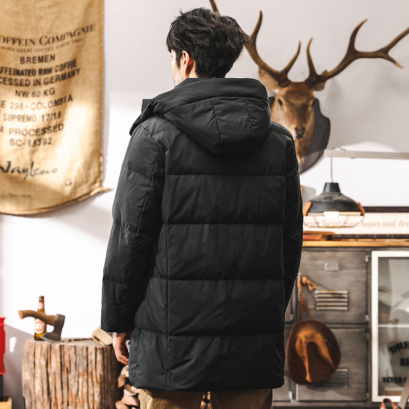 國標90%鴨絨冬季羽絨服男中長款連帽潮牌加厚保暖禦寒大衣外套男