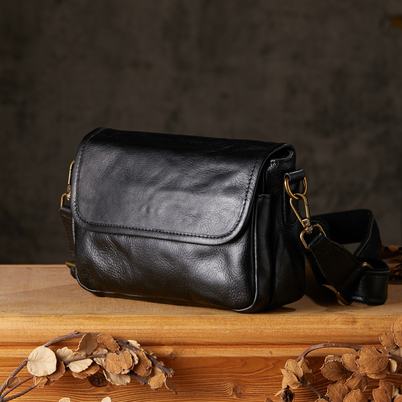 手工原創植鞣皮男士橫款郵差包真皮男包頭層牛皮休閒單肩斜挎包潮