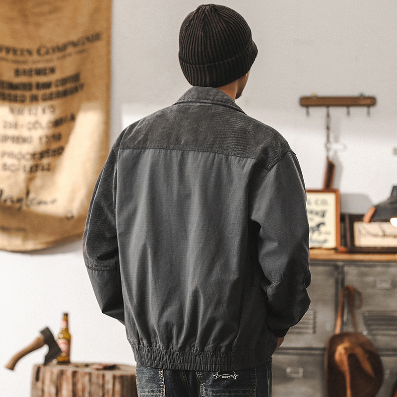 美式復古燈芯絨工裝外套男秋季2024新款潮流戶外硬核獵裝夾克男款