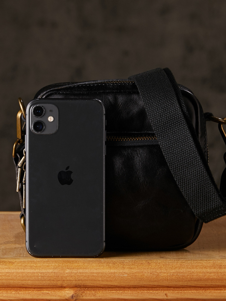 手工植鞣皮手機包男士休閒單肩斜挎包時尚個性頭層牛皮迷你小挎包