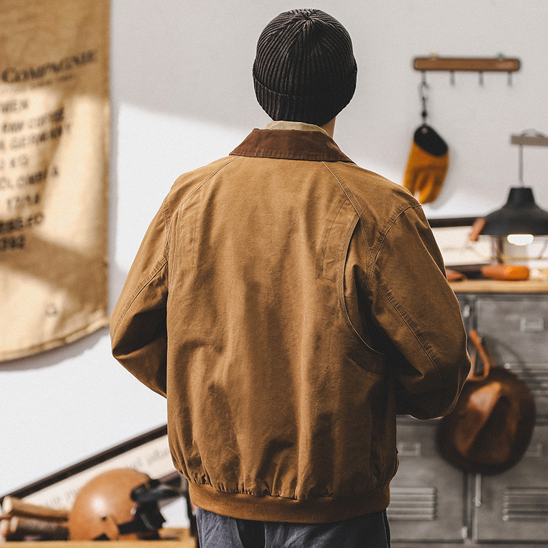 美式經典復古底特律工裝外套男春秋款潮牌寬鬆休閒痞帥飛行員夾克