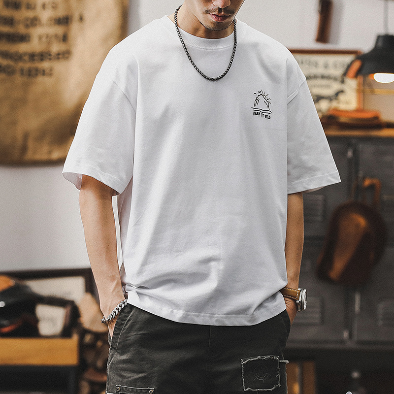 杰雷諾重磅白色短袖T恤男士夏季2024新款潮牌潮流大碼美式衣服男