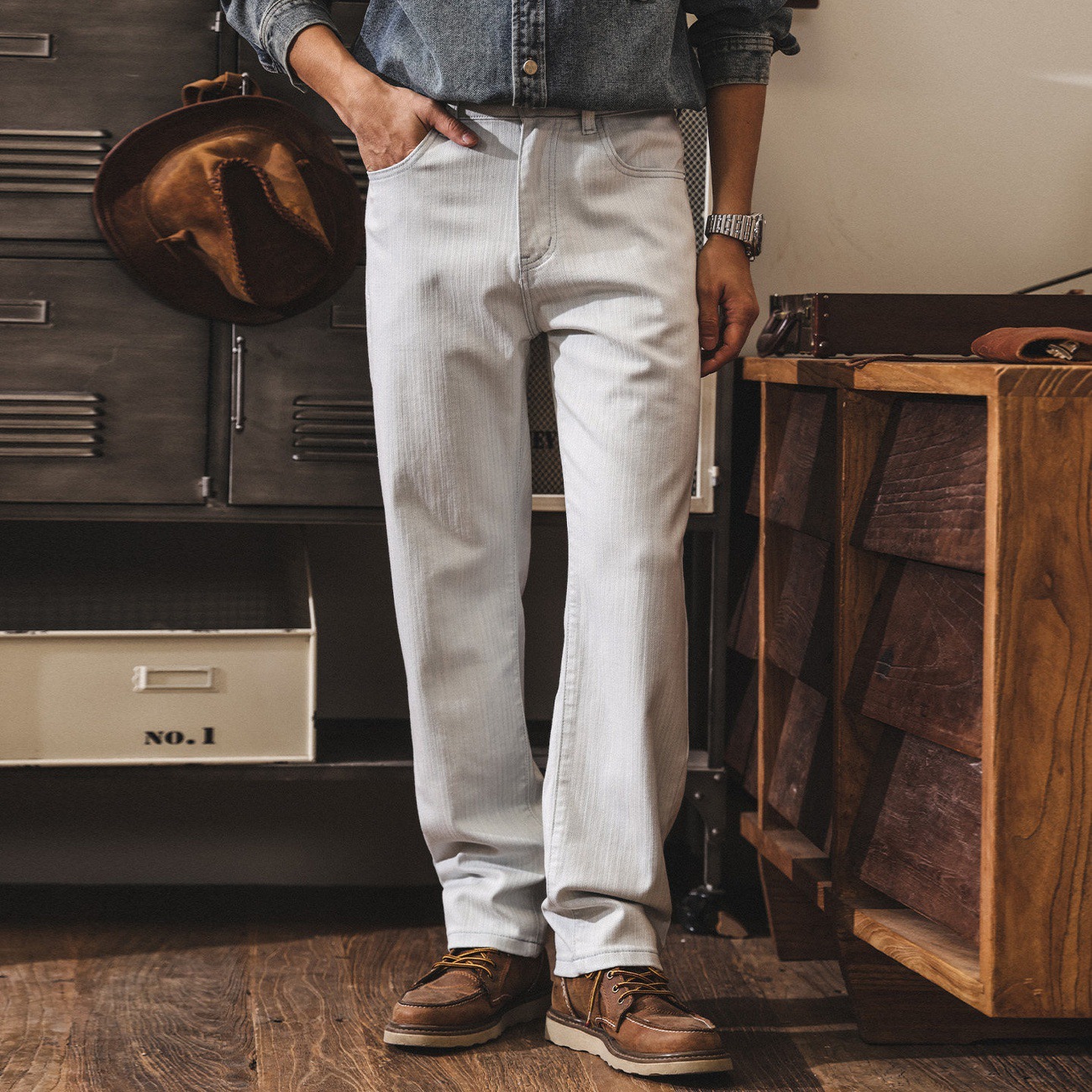 莫瑞老錢風牛仔褲男春季新款潮牌美式復古薄款休閒商務通勤直筒褲