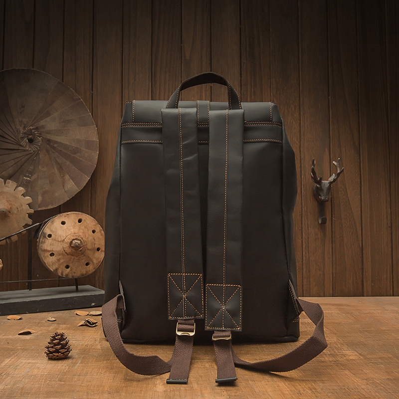 手工原創真皮雙肩包男背包復古頭層牛皮男包2023新款潮流休閒女包