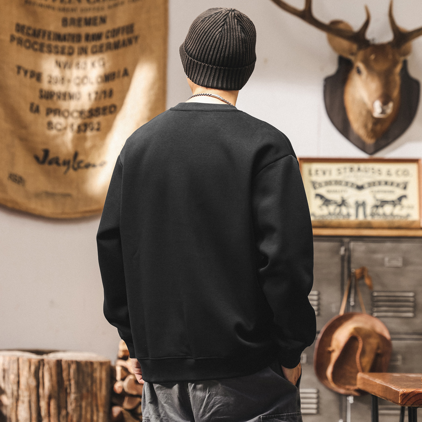 新中式復古盤扣黑色重磅衛衣男春秋2025新款潮牌寬鬆休閒男士上衣