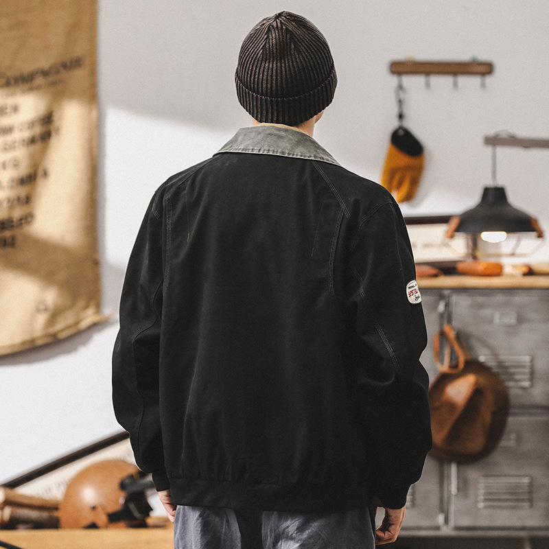 美式復古底特律工裝外套男秋季潮牌寬鬆硬漢獵裝戶外休閒飛行夾克