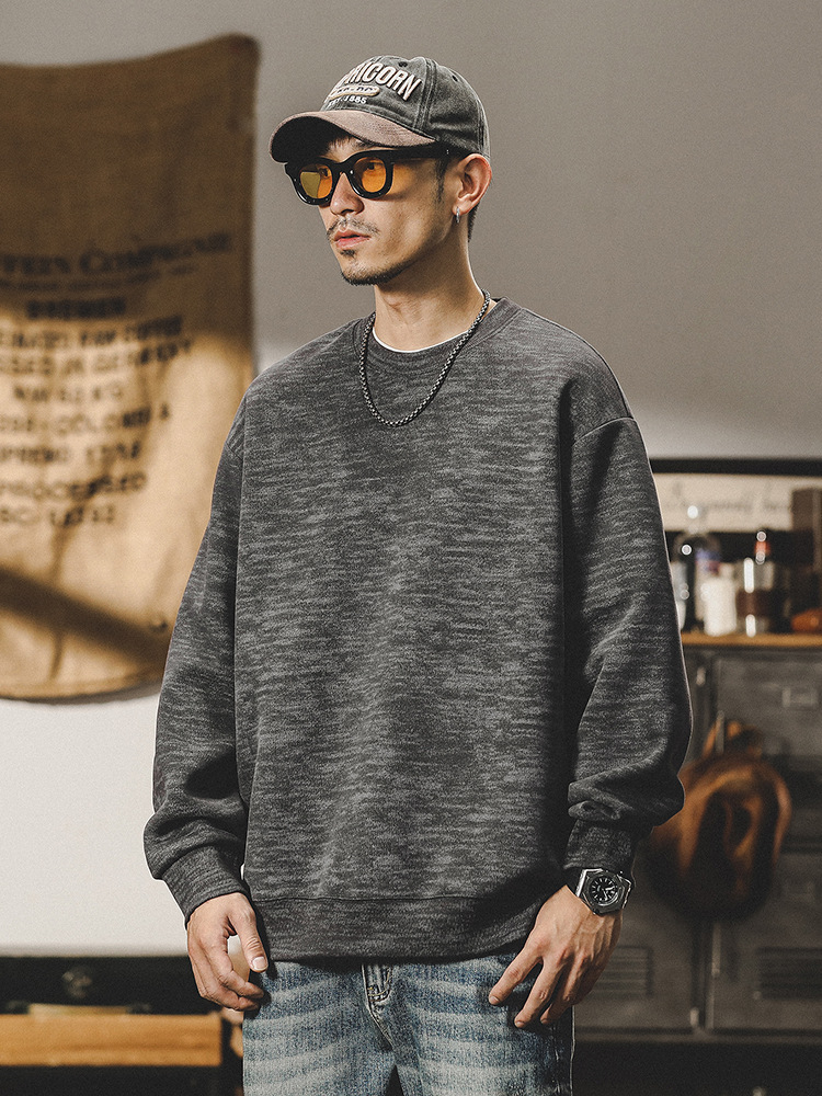 美式350g重磅復古衛衣男秋冬款潮牌寬鬆簡約百搭針織打底衫男冬季