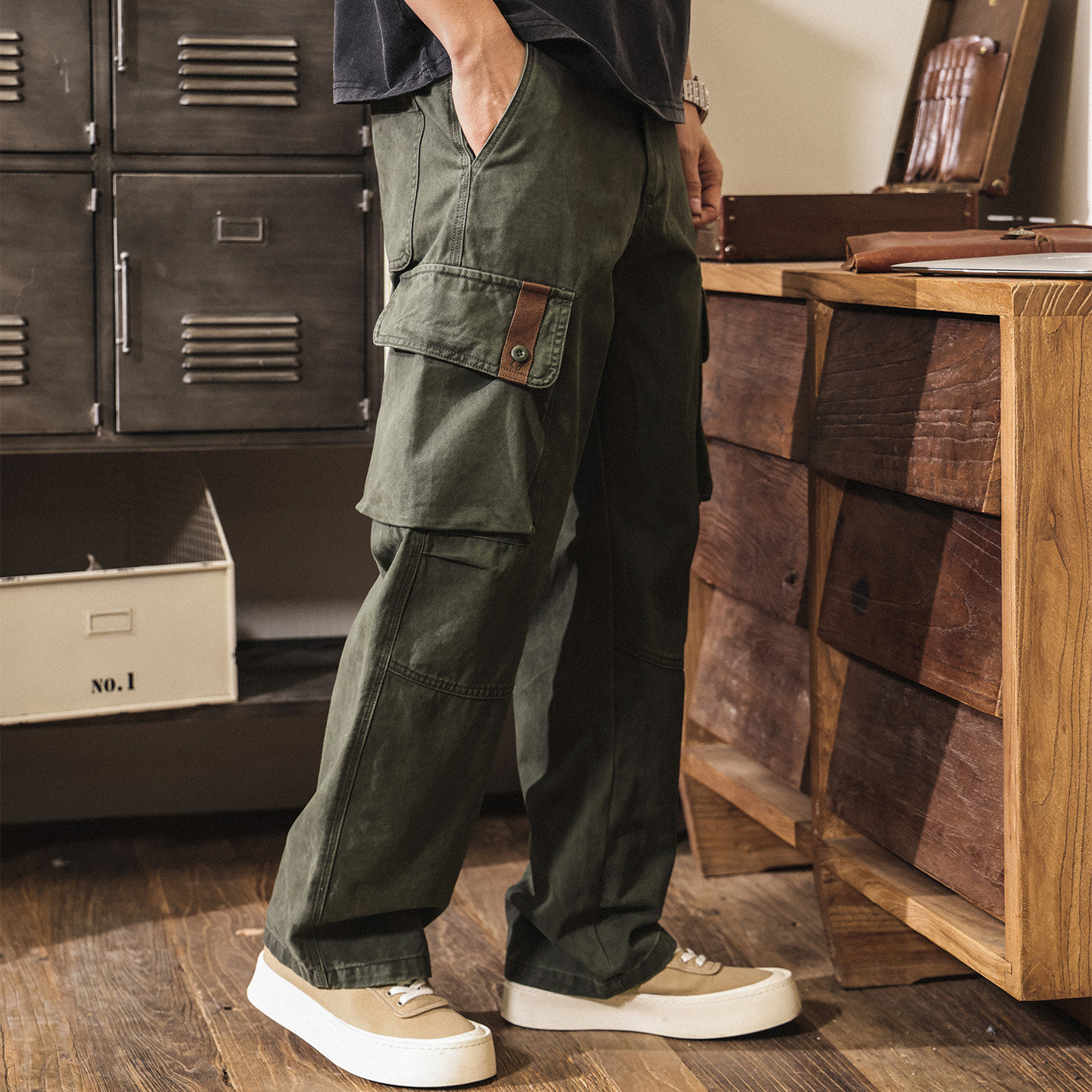 美式復古重磅工裝褲男春季新款潮牌機能男士褲子寬鬆直筒休閒長褲