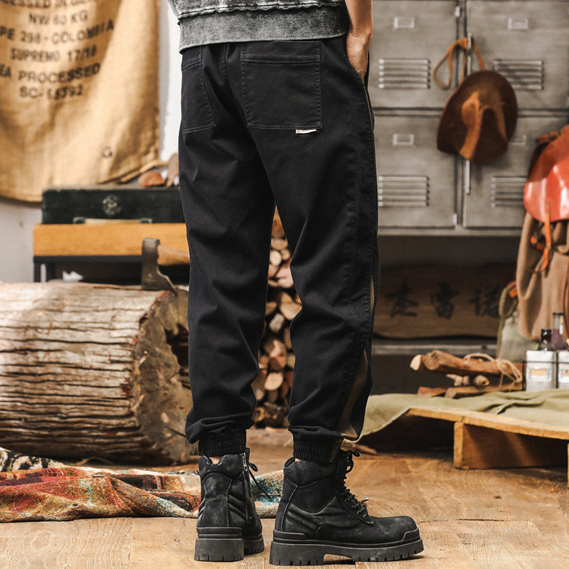 美式復古拼接工裝褲子男寬鬆直筒秋季2025新款戶外潮牌男士休閒褲