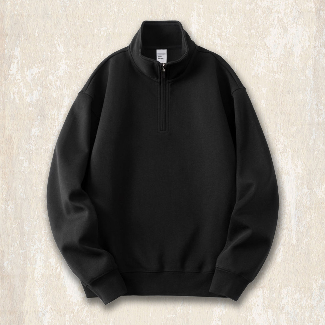 美式復古立領重磅衛衣男新款秋季男士上衣春秋寬鬆休閒半拉鍊外套