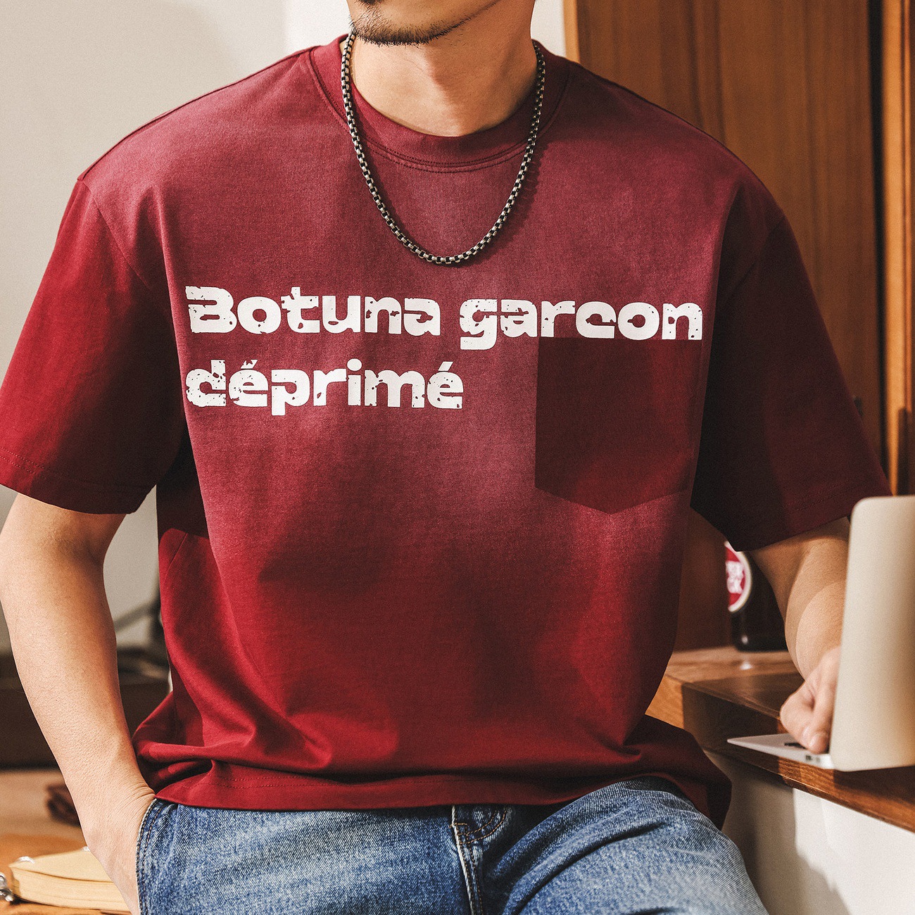 美式復古300g重磅T恤男夏季短袖男士潮流漸變水洗寬鬆上衣男