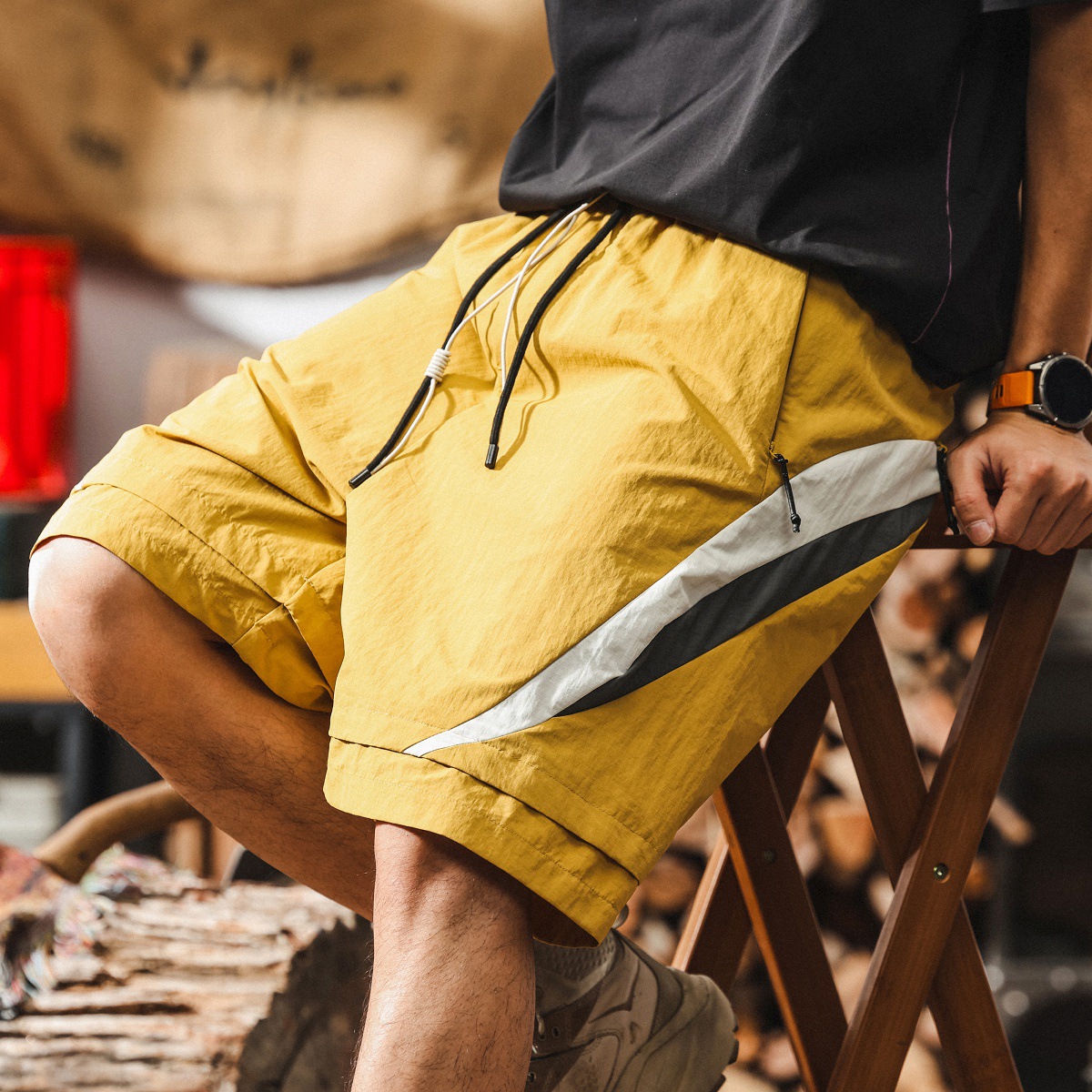 冰絲涼感運動短褲男款夏季潮牌戶外騎行速幹中褲寬鬆薄款五分褲男