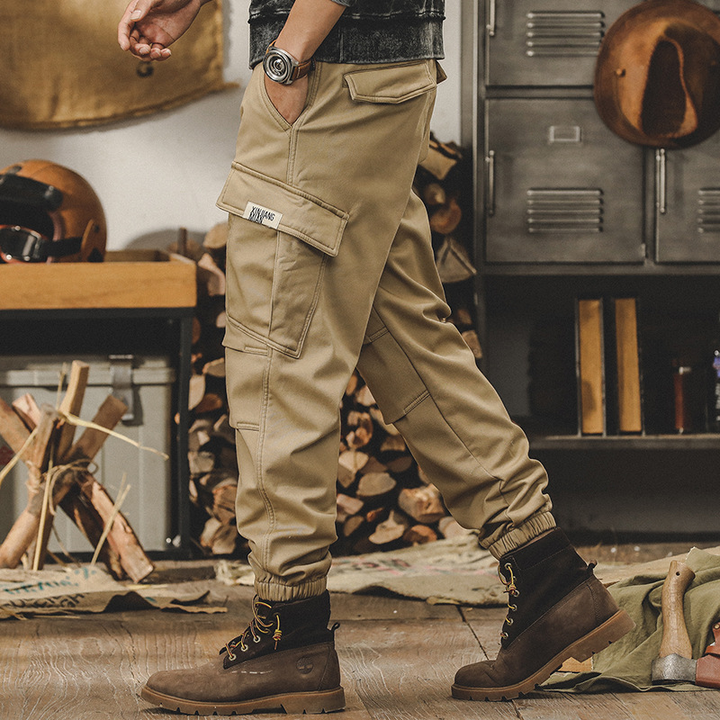 冬季加絨加厚褲子男潮牌束腳褲2023新款男士秋冬褲子寬鬆休閒褲男