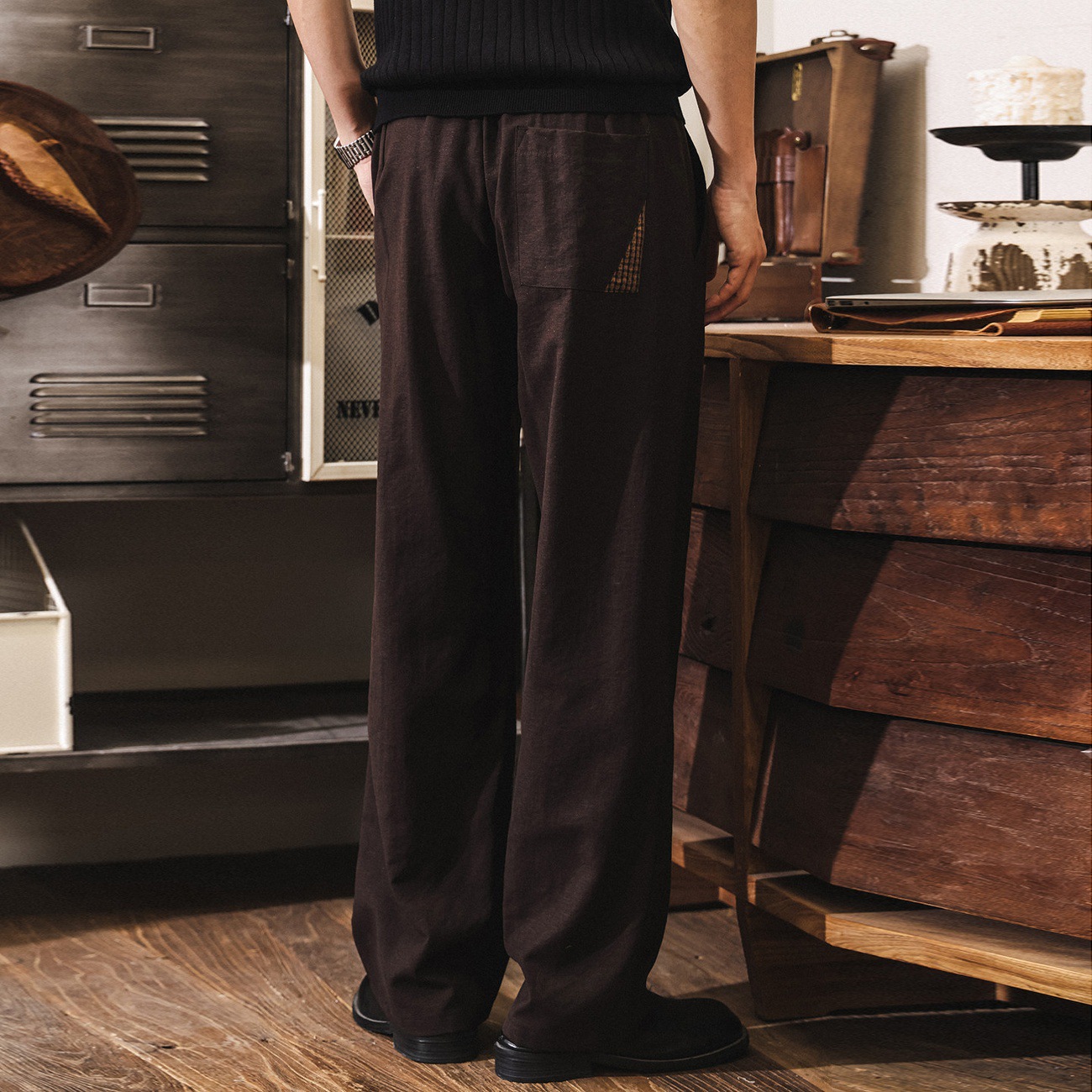 萊賽爾垂感復古莫瑞老錢風亞麻褲子男夏季薄款寬鬆休閒直筒長褲男