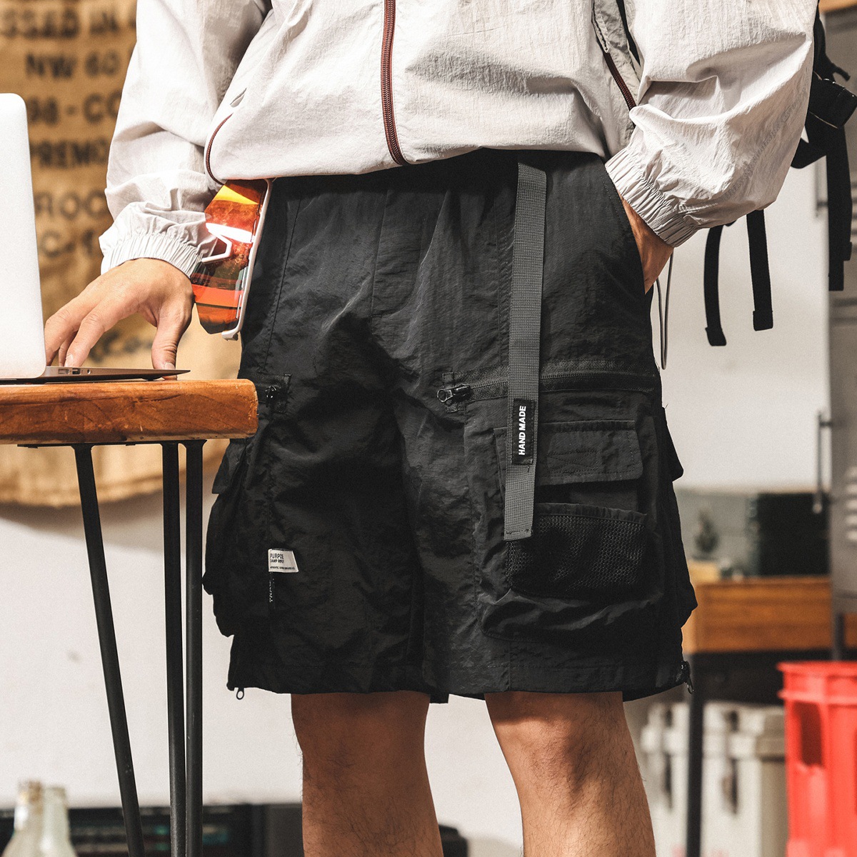 美式復古工裝短褲男士夏季新款潮牌五分褲男寬鬆戶外速干休閒中褲