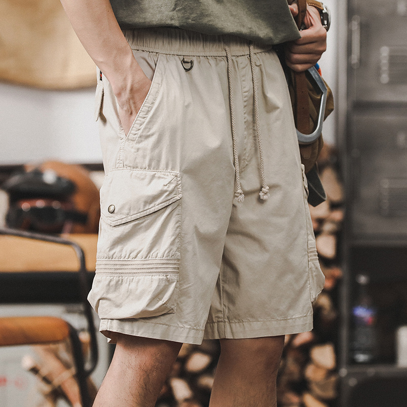 美式薄款工裝短褲男夏季2024新款潮流寬鬆中褲男士休閒五分褲男款