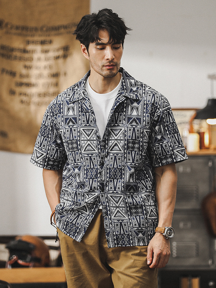 杰雷諾經典夏威夷襯衫男短袖夏季寬鬆帥氣潮流美式休閒Aloha襯衣