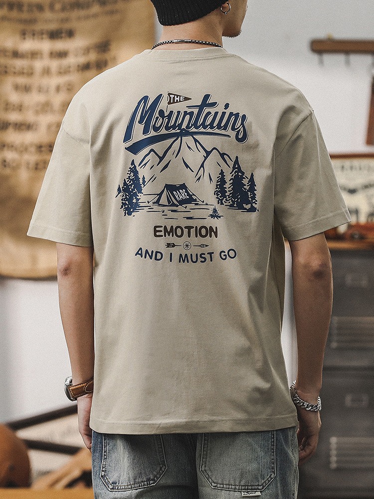 美式山系戶外重磅T恤男短袖夏季寬鬆大碼體恤男潮牌男士上衣