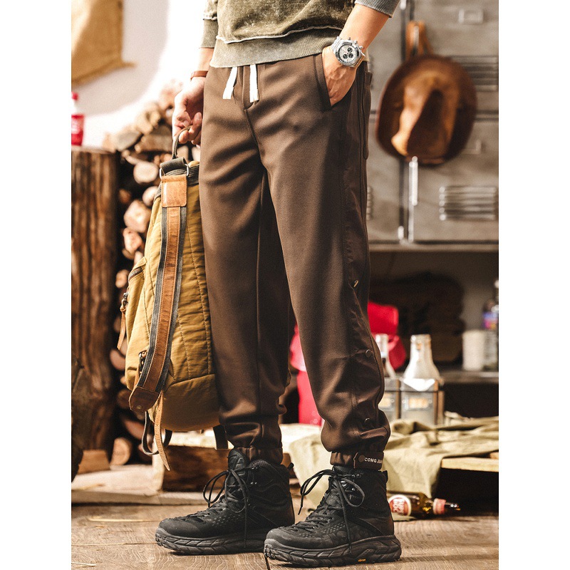 美式重磅復古休閒褲子男秋季2025新款男士衛褲潮牌拼接運動束腳褲