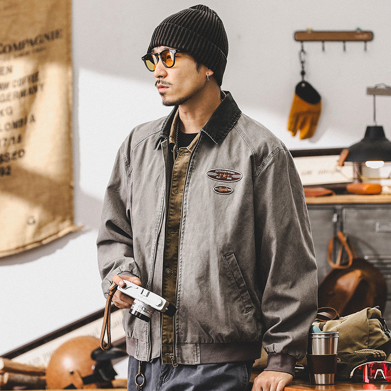 美式復古工裝底特律夾克男秋季潮牌獵裝硬核寬鬆休閒外套男春秋款