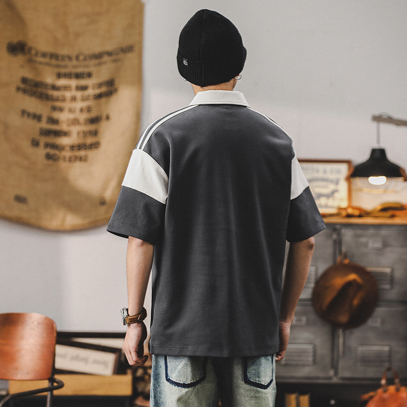 高級感280g重磅雙面棉男士T恤短袖夏季美式潮牌休閒polo衫男上衣