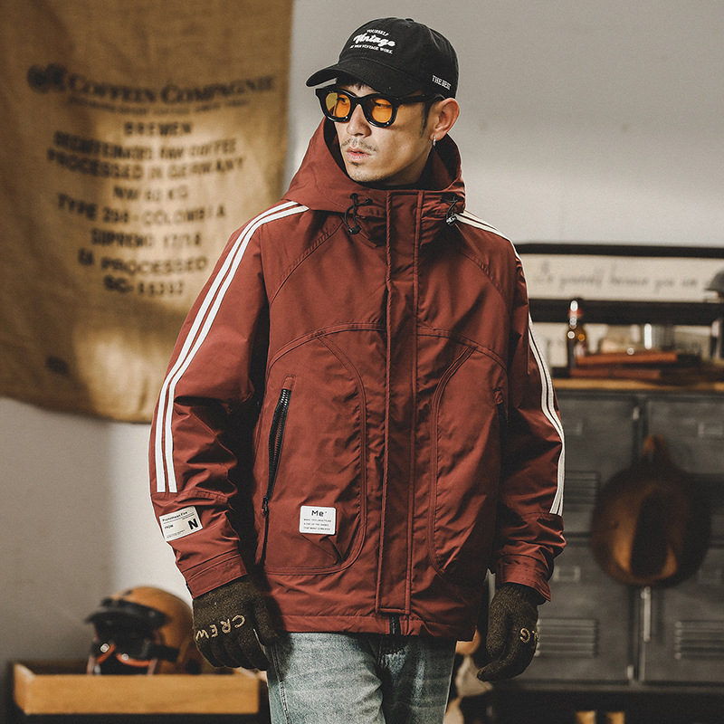 美式防水戶外工裝夾克男秋冬款可機洗絎棉衝鋒衣冬季加絨加厚外套